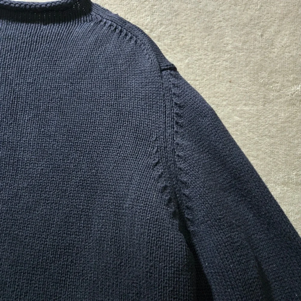 J.Crew Roll Neck Sweater Mens XL Blue Cotton Preppy Heritage Nautical Old Money